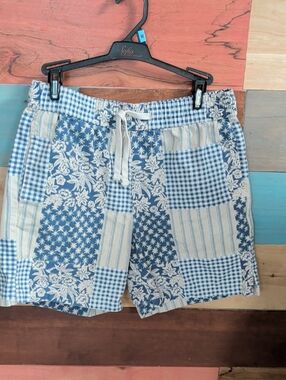 Goodfellow & Co Blue and White Patchwork Swim Trunks